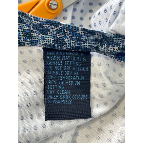 Blu By Polifroni Shirt Size XXL Floral Dot Button Front Long Sleeve White Blue - Picture 5 of 7